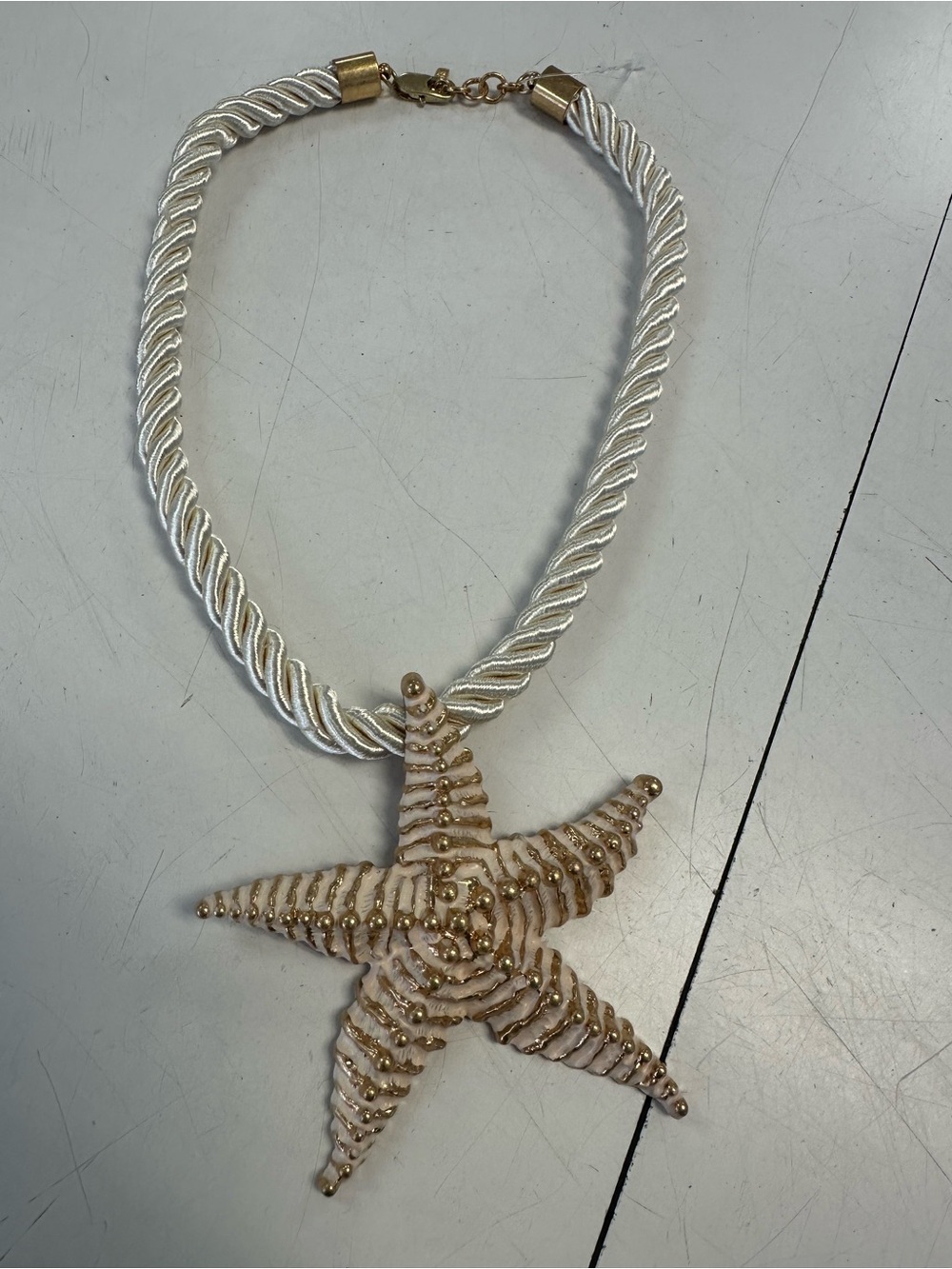 Zara White Rope Necklace with Gold-Accent Starfish Pendant